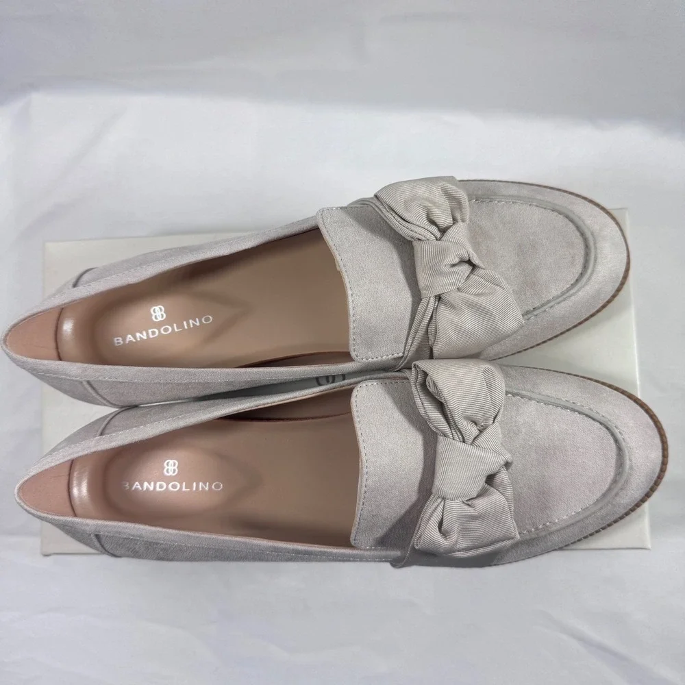 New Bandolino Lindio Bow‎ Loafers Light Natural 8.5 M Comfortable Slip On Shoes